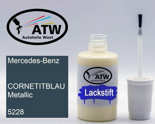 Mercedes-Benz,  CORNETITBLAU Metallic, 5228: 20ml Lackstift, von ATW Autoteile West.